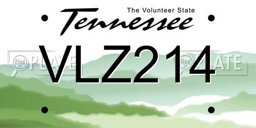 VLZ214 Tennessee License Plate