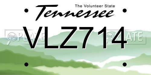 VLZ714 Tennessee License Plate