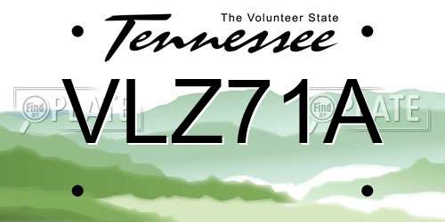 VLZ71A Tennessee License Plate