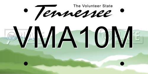 VMA10M Tennessee License Plate