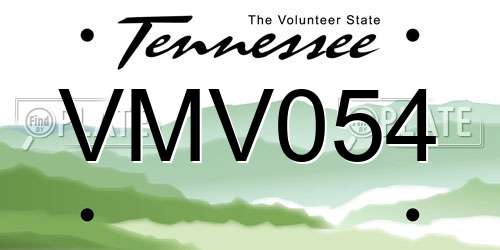 VMV054 Tennessee License Plate