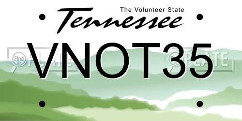 VNOT35 Tennessee License Plate