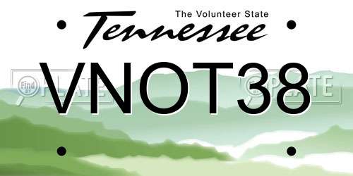 VNOT38 Tennessee License Plate