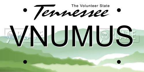VNUMUS Tennessee License Plate