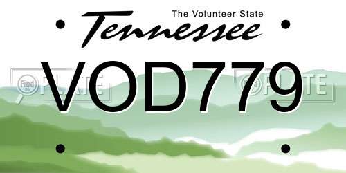VOD779 Tennessee License Plate