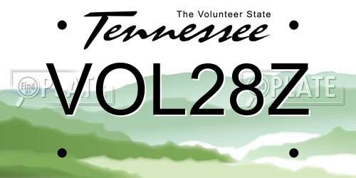 VOL28Z Tennessee License Plate