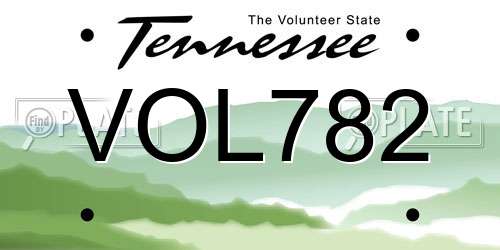 VOL782 Tennessee License Plate