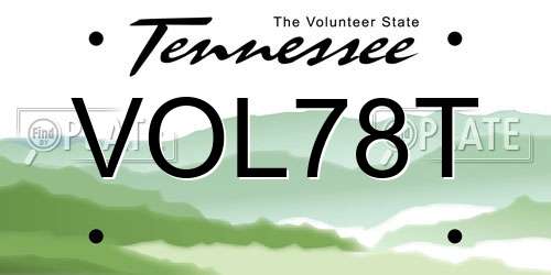 VOL78T Tennessee License Plate