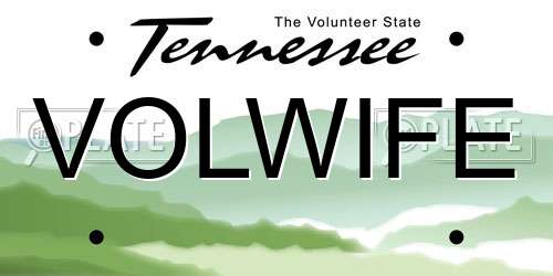 VOLWIFE Tennessee License Plate