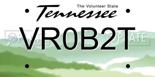 VR0B2T Tennessee License Plate