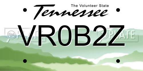 VR0B2Z Tennessee License Plate