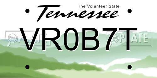 VR0B7T Tennessee License Plate