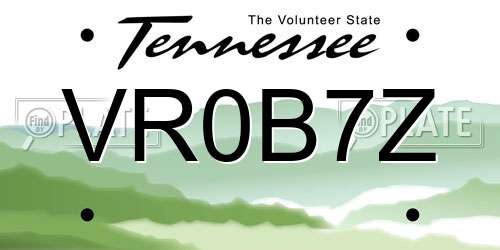 VR0B7Z Tennessee License Plate
