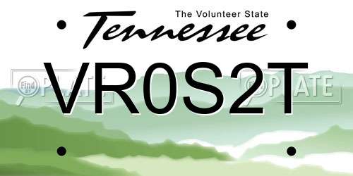 VR0S2T Tennessee License Plate
