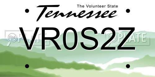 VR0S2Z Tennessee License Plate