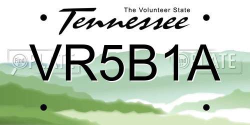 VR5B1A Tennessee License Plate