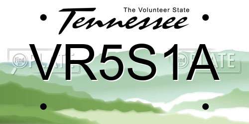 VR5S1A Tennessee License Plate