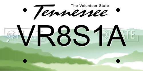 VR8S1A Tennessee License Plate
