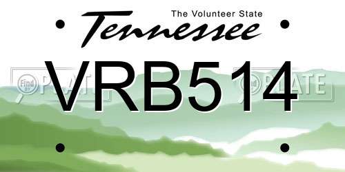 VRB514 Tennessee License Plate