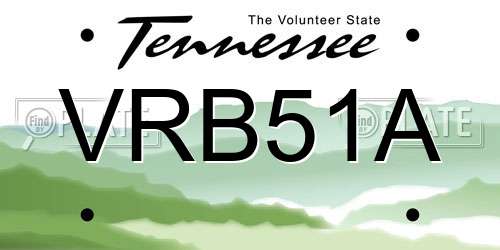 VRB51A Tennessee License Plate