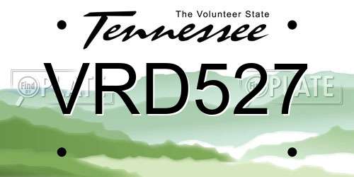 VRD527 Tennessee License Plate