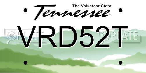 VRD52T Tennessee License Plate
