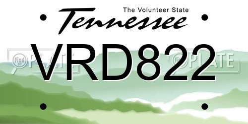 VRD822 Tennessee License Plate