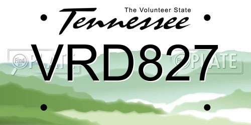 VRD827 Tennessee License Plate