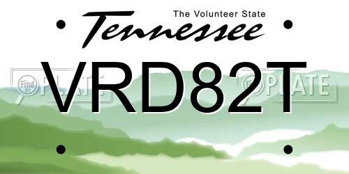 VRD82T Tennessee License Plate