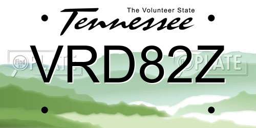 VRD82Z Tennessee License Plate