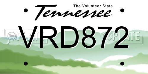 VRD872 Tennessee License Plate