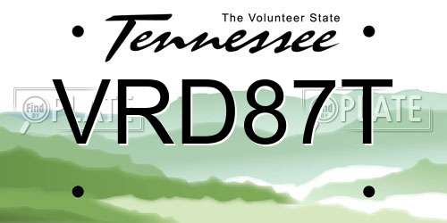 VRD87T Tennessee License Plate