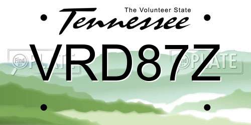 VRD87Z Tennessee License Plate