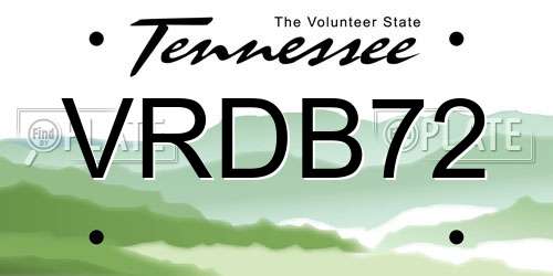 VRDB72 Tennessee License Plate