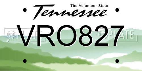 VRO827 Tennessee License Plate