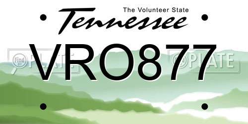 VRO877 Tennessee License Plate