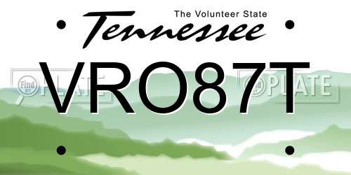 VRO87T Tennessee License Plate