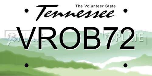 VROB72 Tennessee License Plate