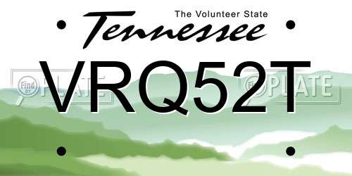 VRQ52T Tennessee License Plate
