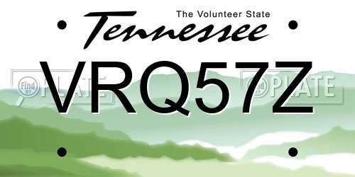 VRQ57Z Tennessee License Plate