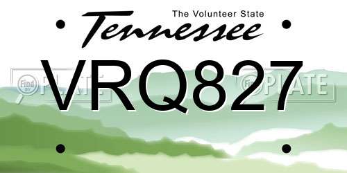 VRQ827 Tennessee License Plate
