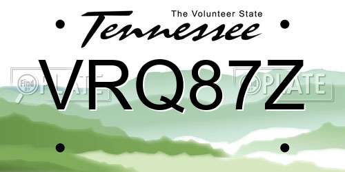 VRQ87Z Tennessee License Plate