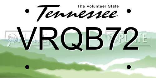VRQB72 Tennessee License Plate