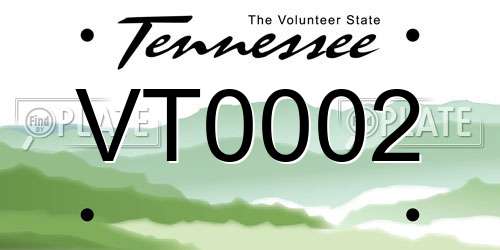 VT0002 Tennessee License Plate