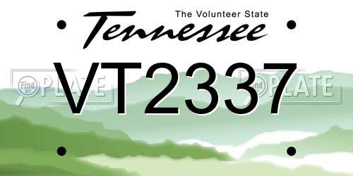 VT2337 Tennessee License Plate