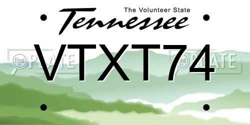 VTXT74 Tennessee License Plate