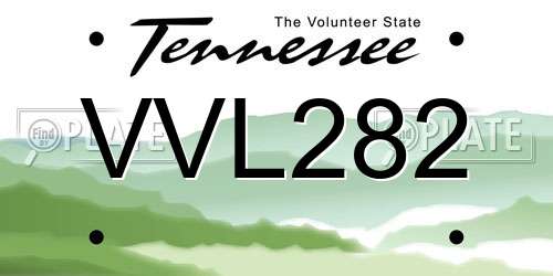 VVL282 Tennessee License Plate