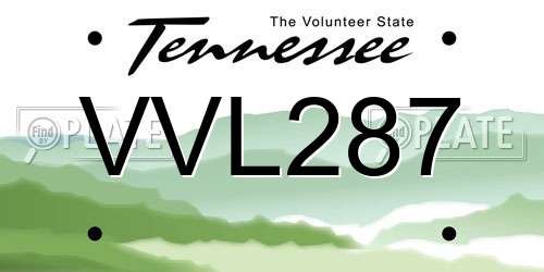 VVL287 Tennessee License Plate