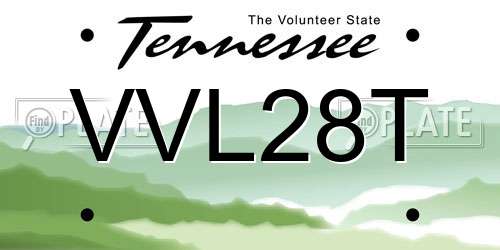 VVL28T Tennessee License Plate