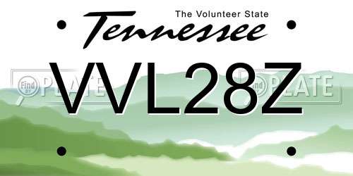 VVL28Z Tennessee License Plate